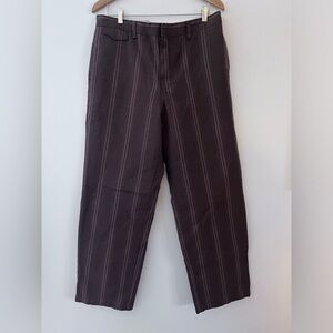 Structure Plaid Pants Vintage Cotton Flat Front Brown Mens Size 36x34 Wide Leg